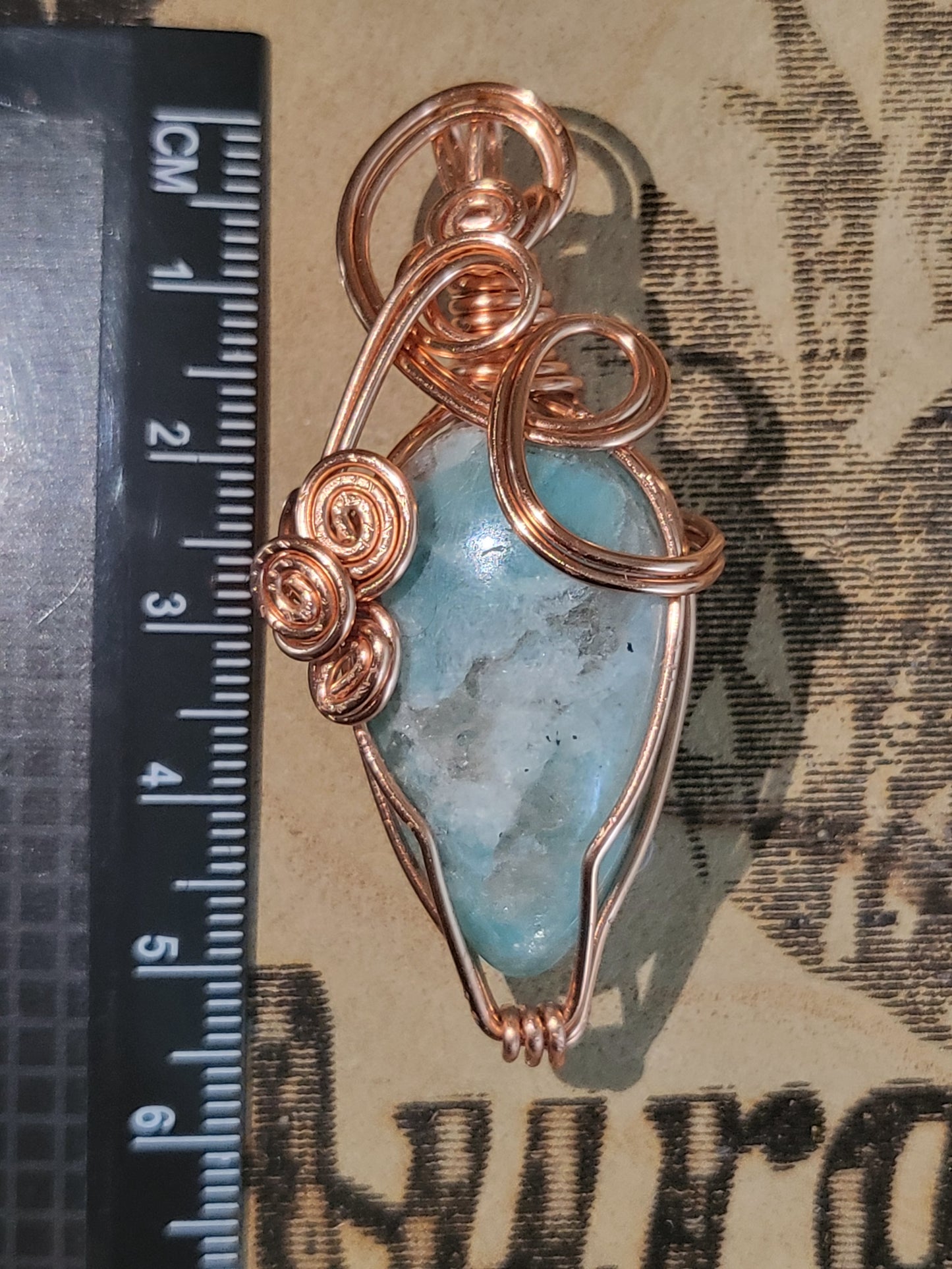 Amazonite and smokey quartz wire wrapped pendant
