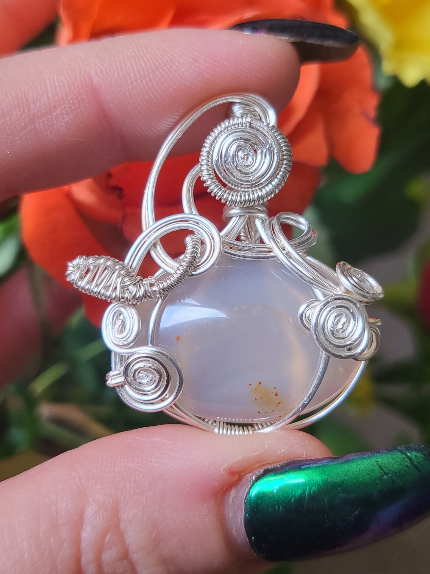 Agate pumpkin pendant
