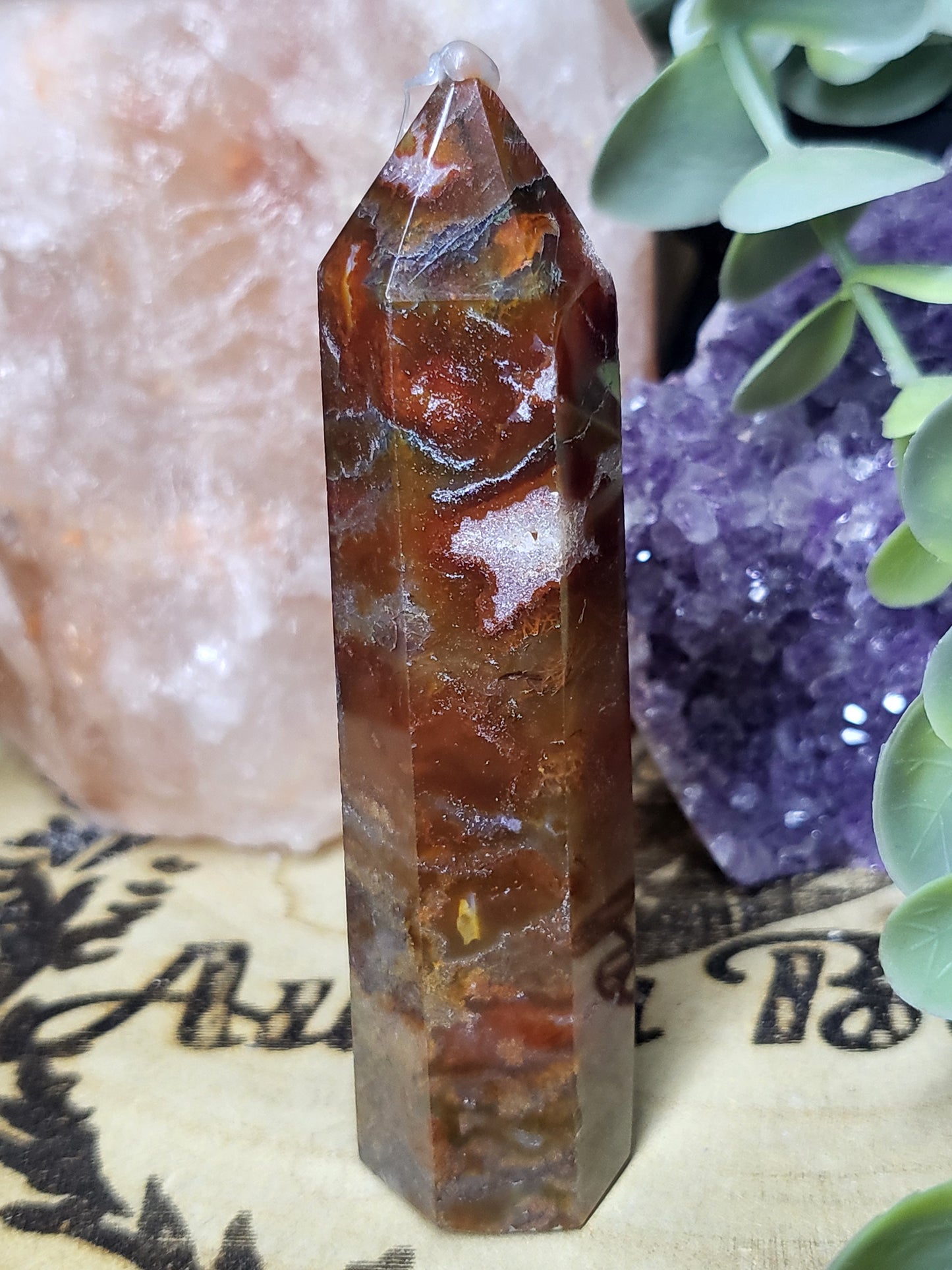 Red moss agate point