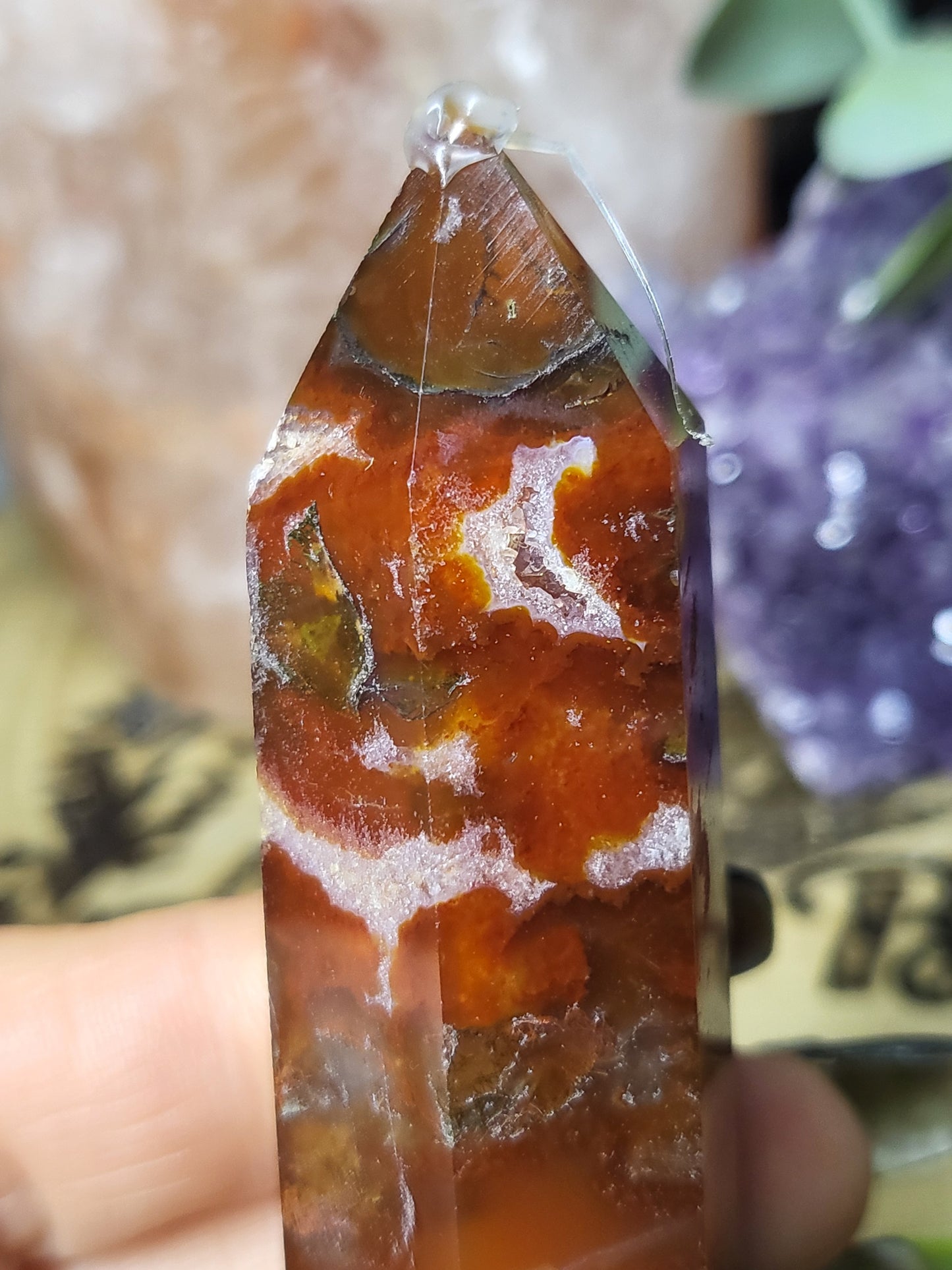 Red moss agate point