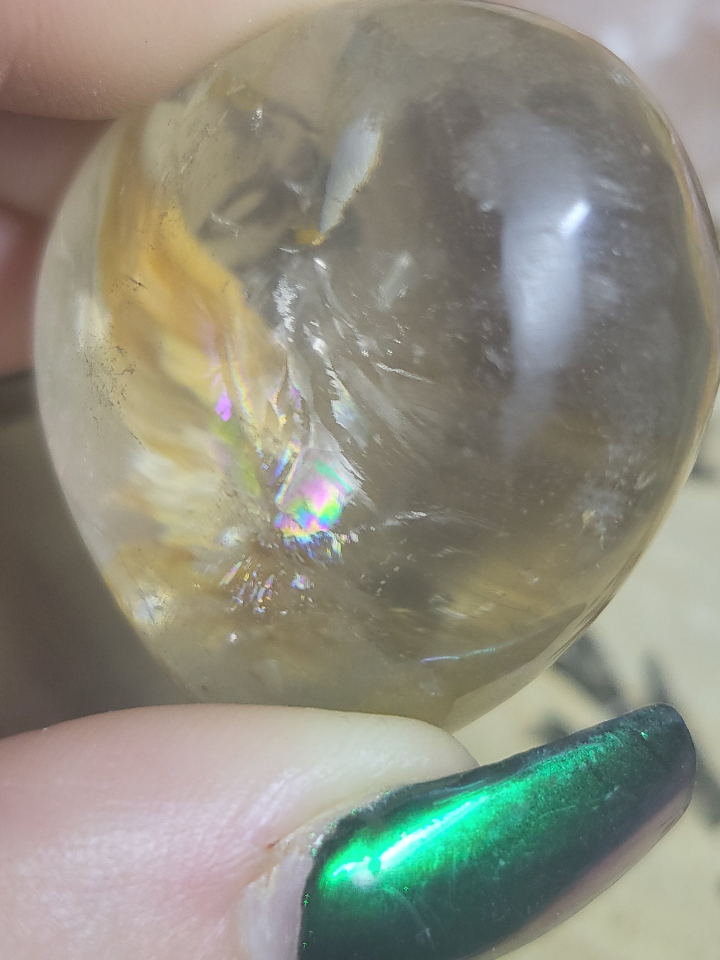 Smokey quartz with golden healer heart
