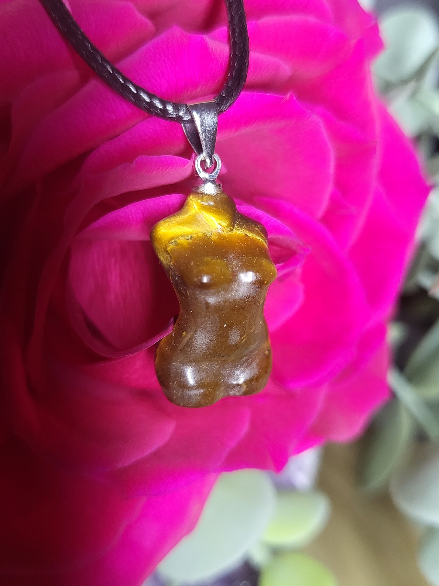 Tigers eye female torso pendant