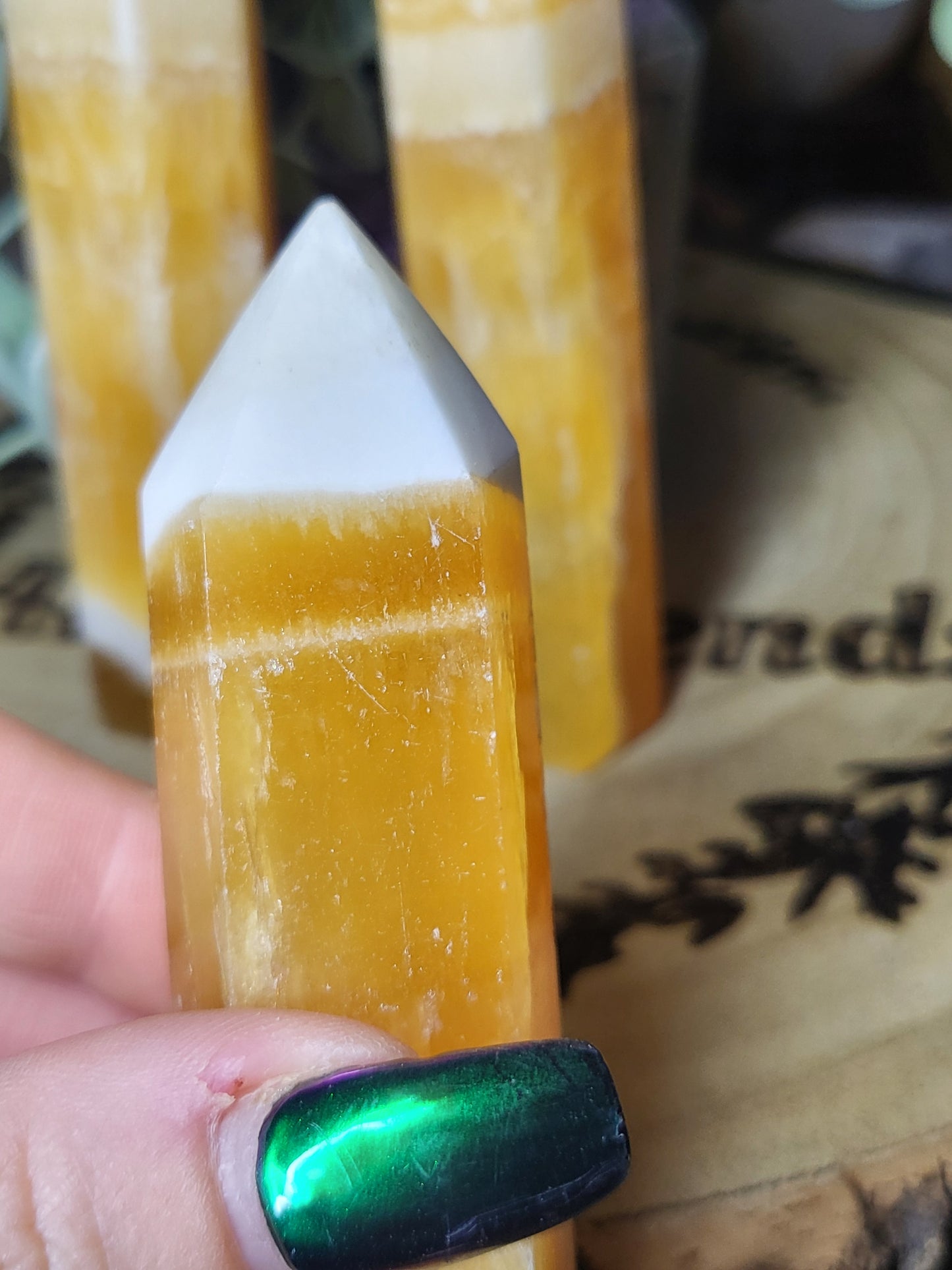 Orange calcite point