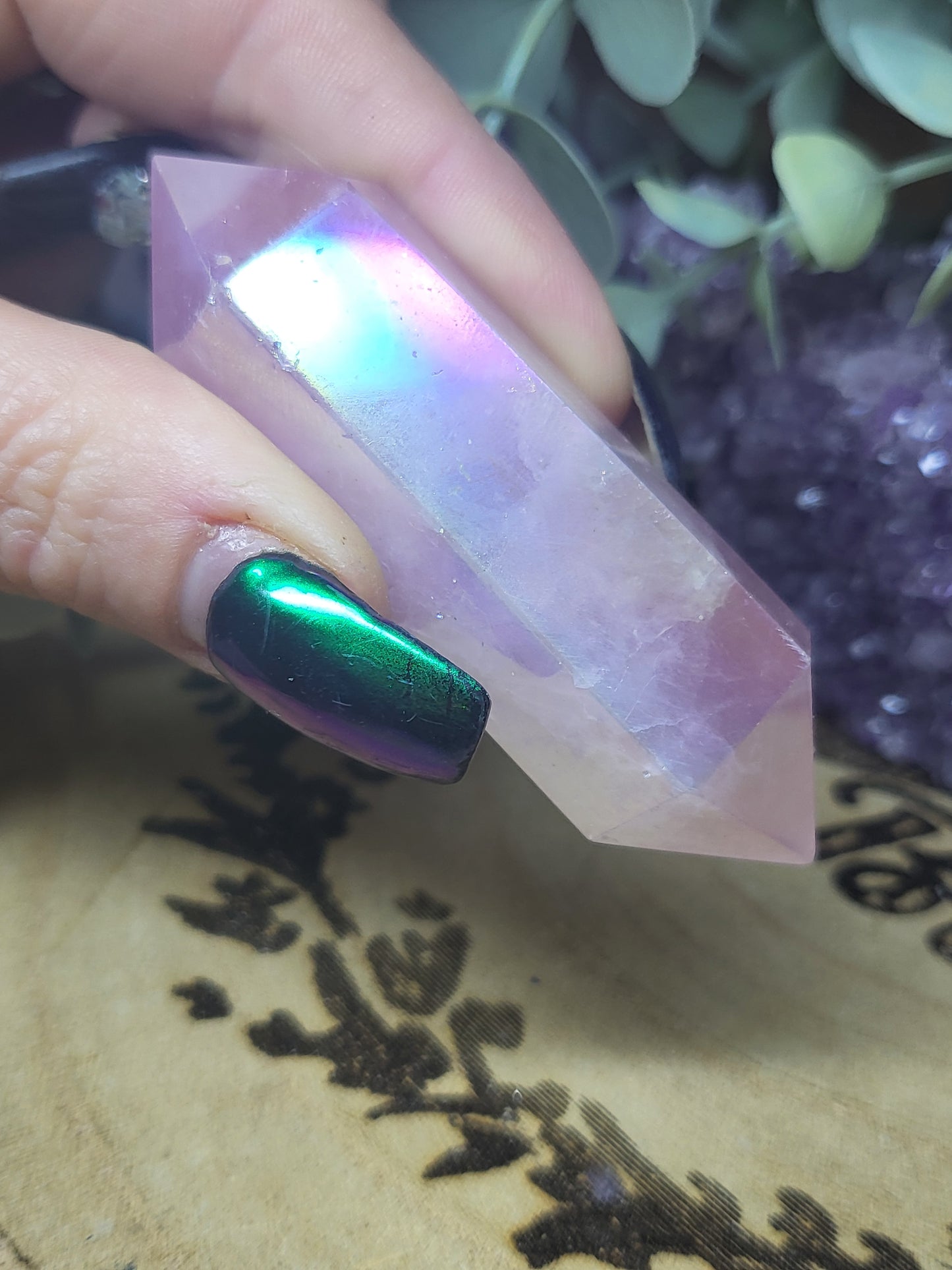 Aura Rose Quartz double point