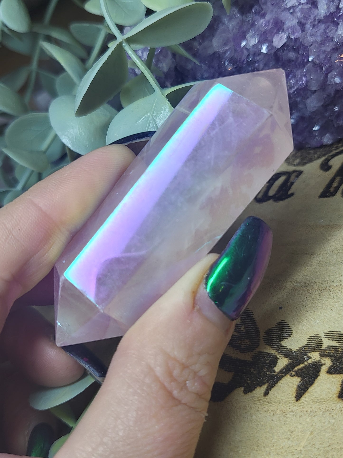 Aura Rose Quartz double point