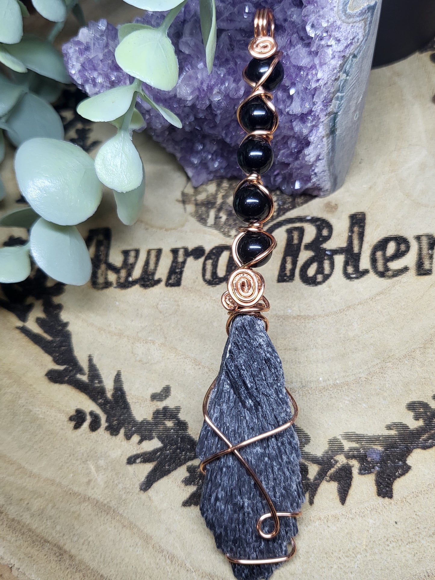 Kyanite broom pedant