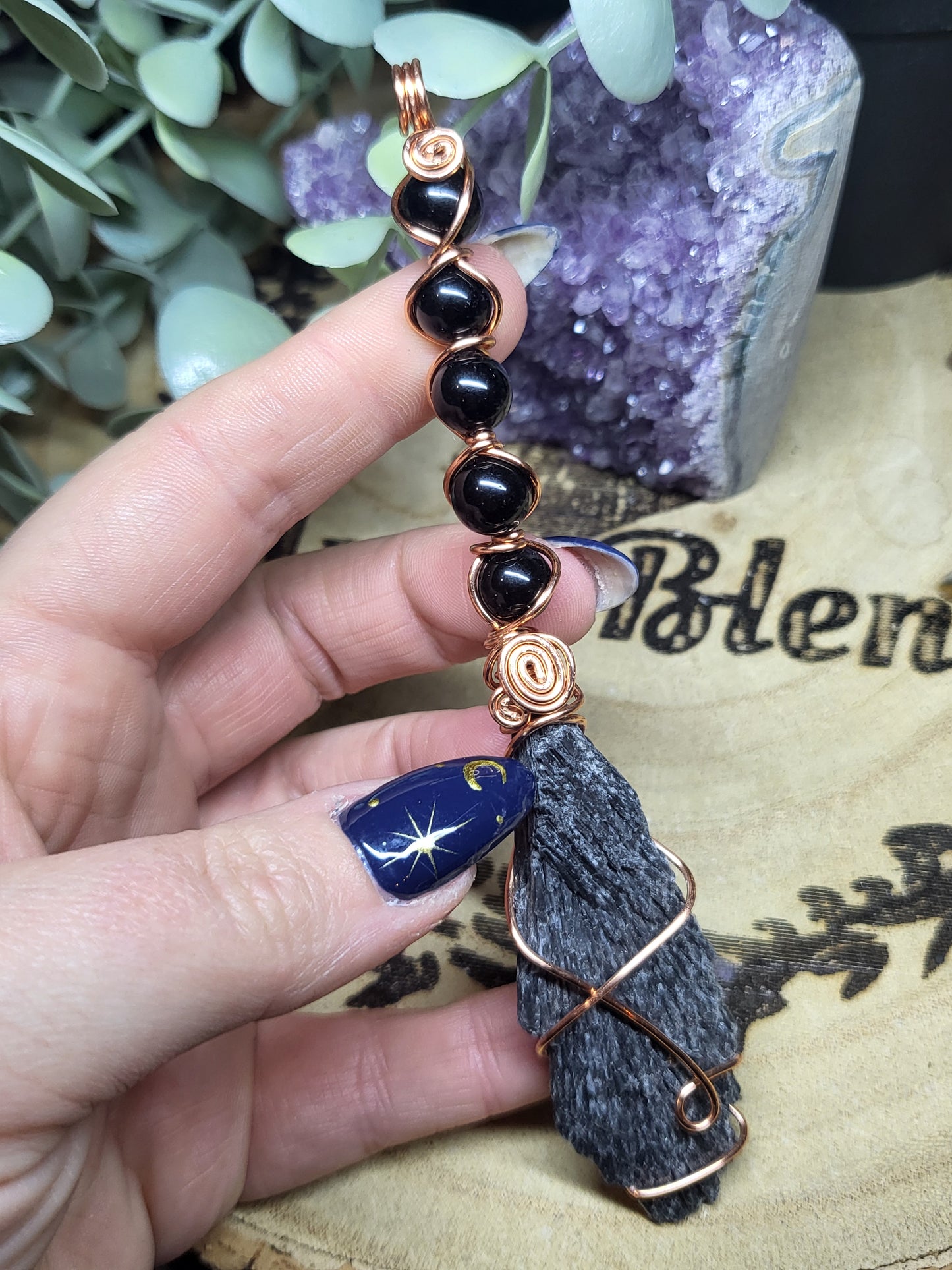 Kyanite broom pedant