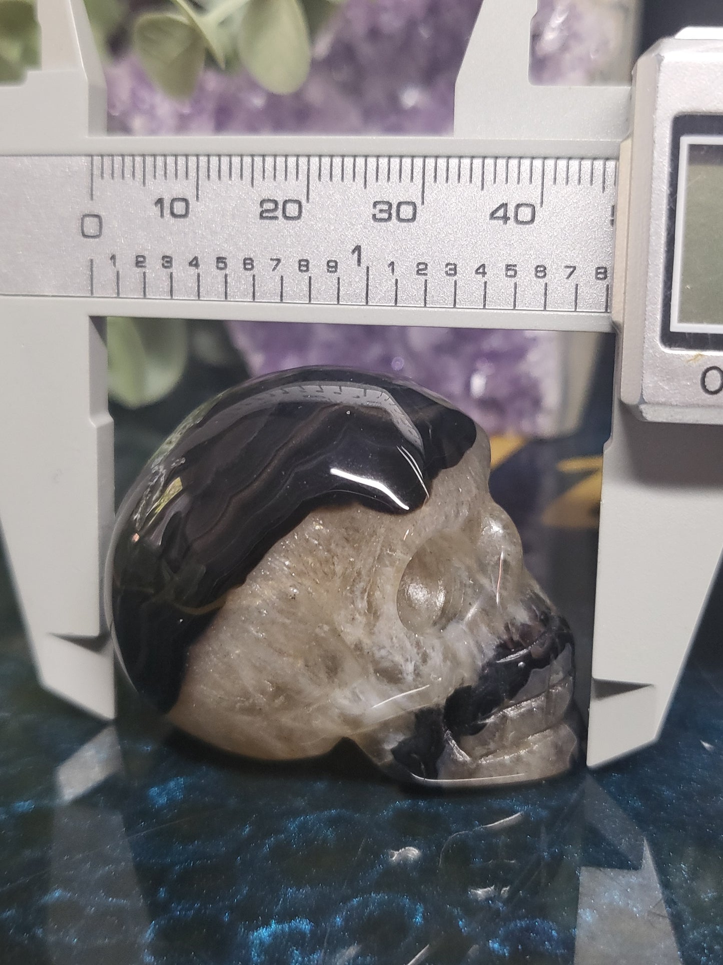 Black agate skull