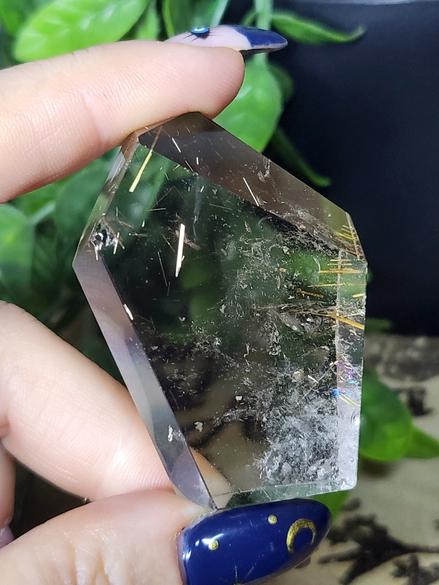 Gold rutile smokey quartz