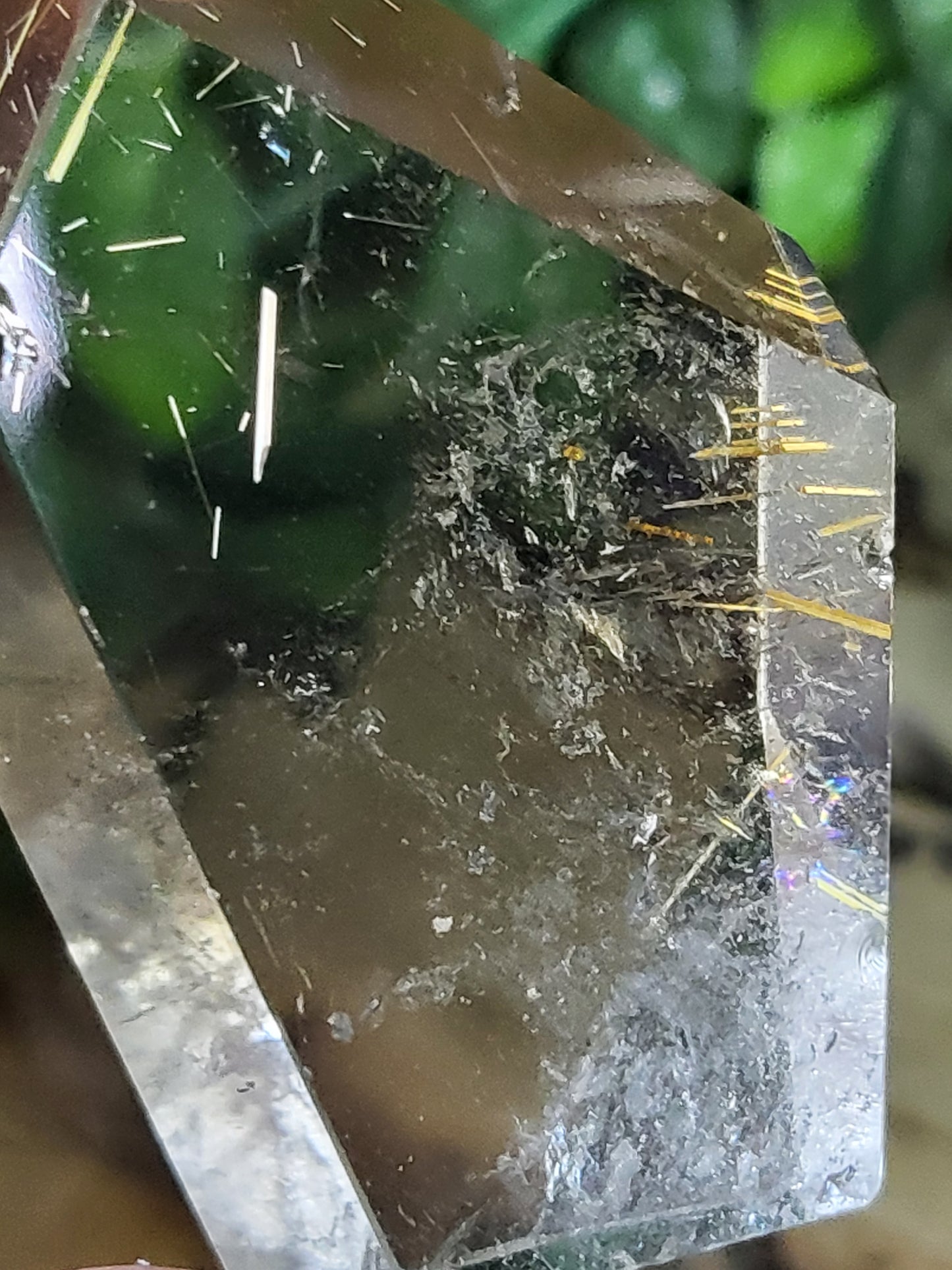 Gold rutile smokey quartz