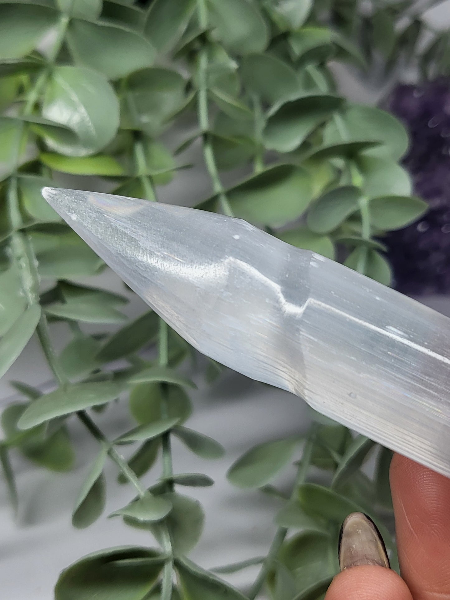 Satin Spa (selenite) spiral wand