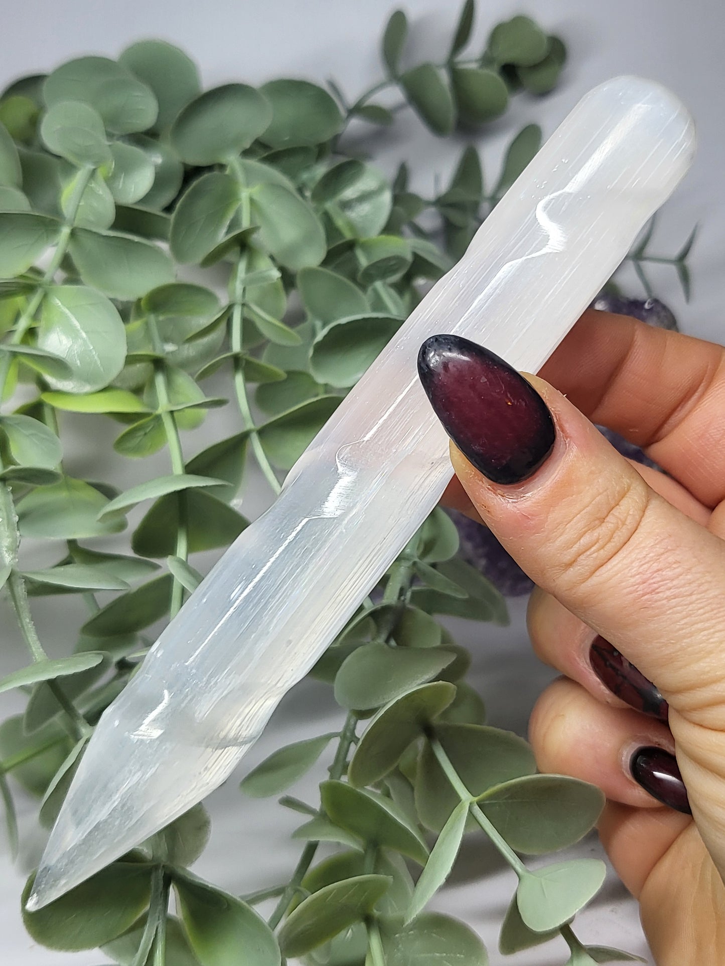 Satin Spa (selenite) spiral wand