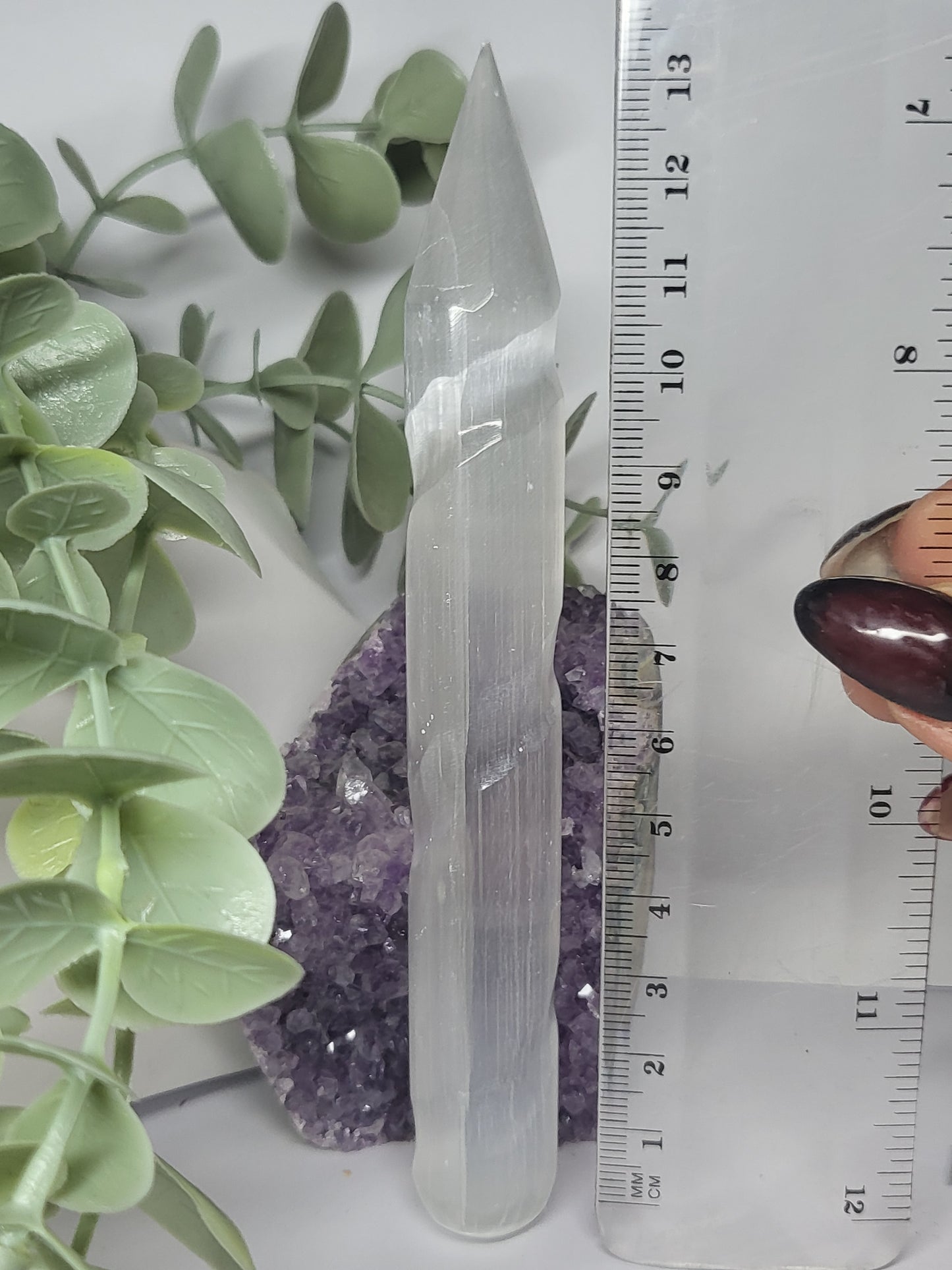 Satin Spa (selenite) spiral wand
