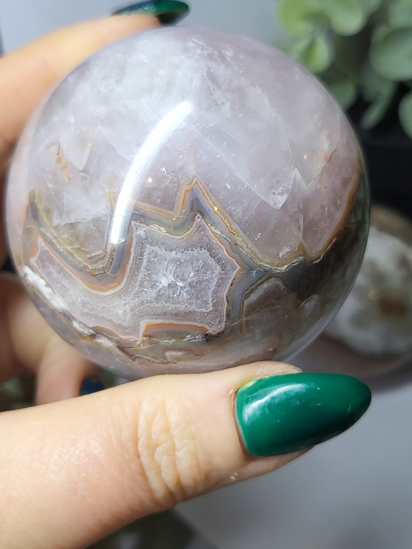 Amethyst with banded agate sphere