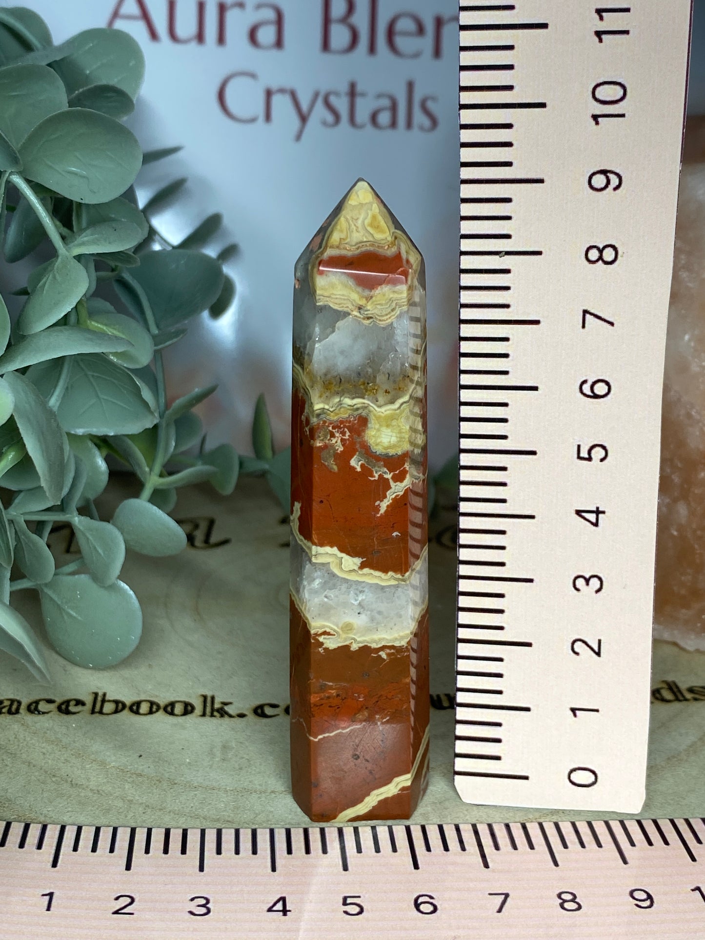 Red japser with quartz point
