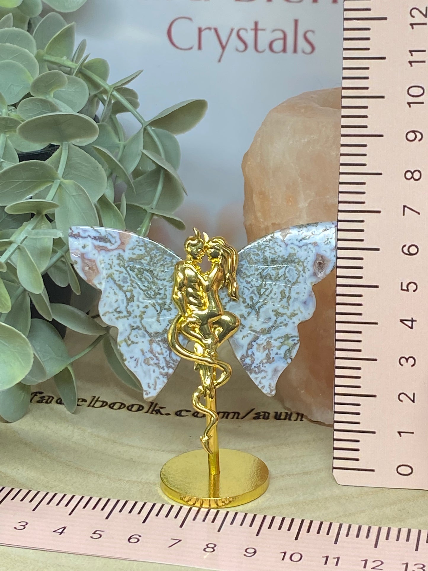 Pink Moss Agate Devil and Woman Wings