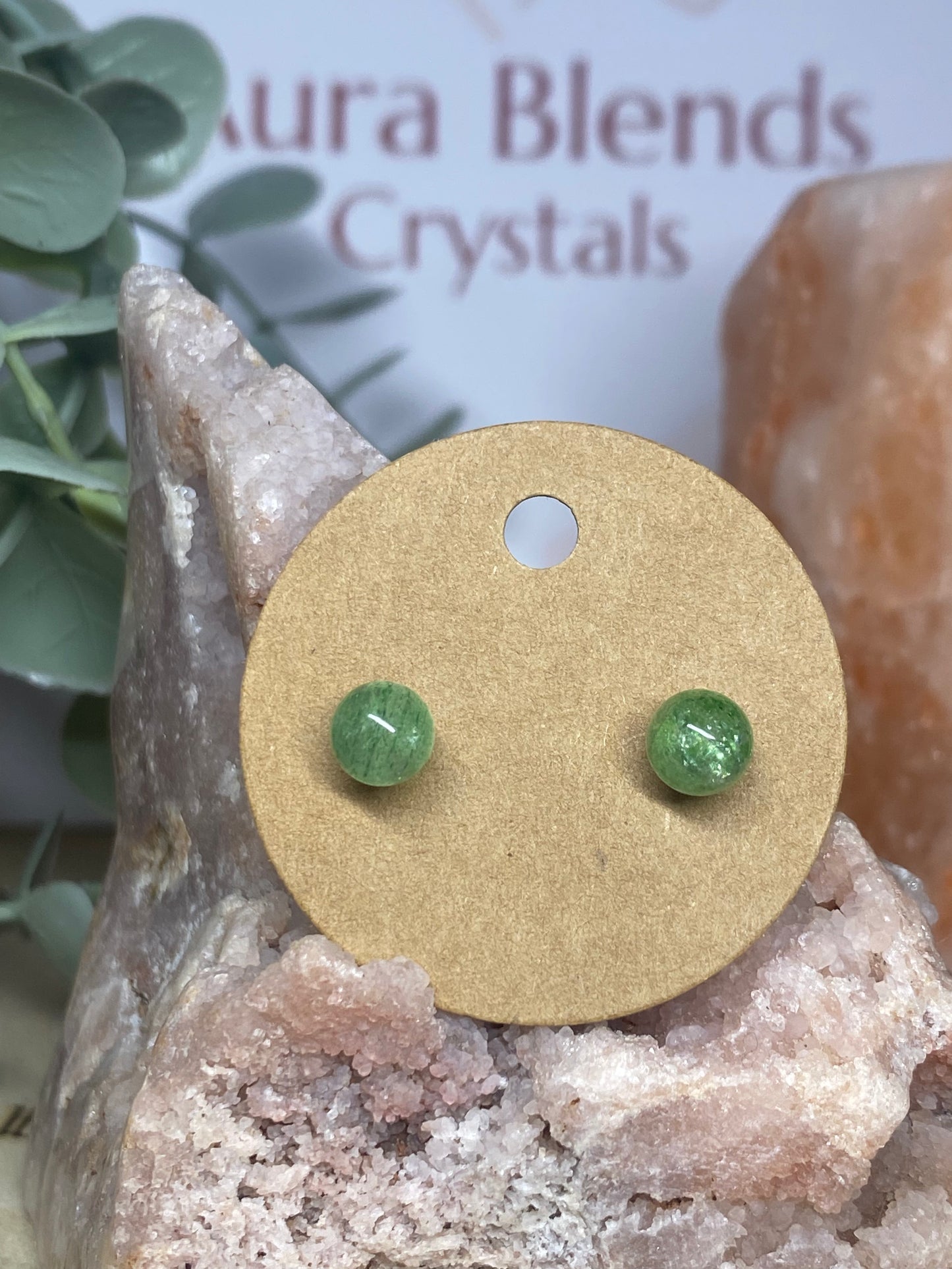 Green Strawberry Quartz Earrings