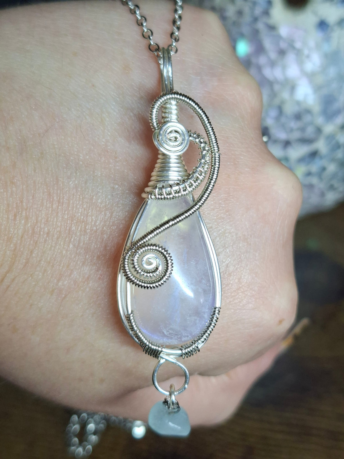 Moonstone ams aquamarine pendant
