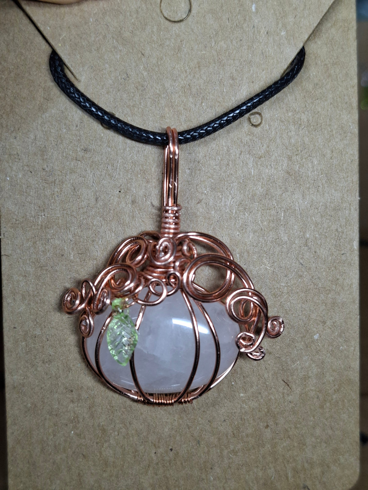 Rose quartz pumpkin pendant