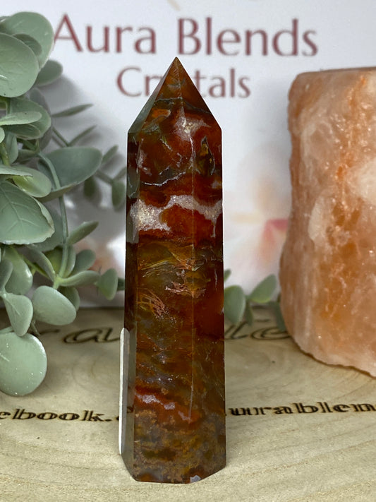 Red moss agate point