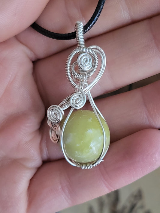 Green Jade sphere fidget pendant