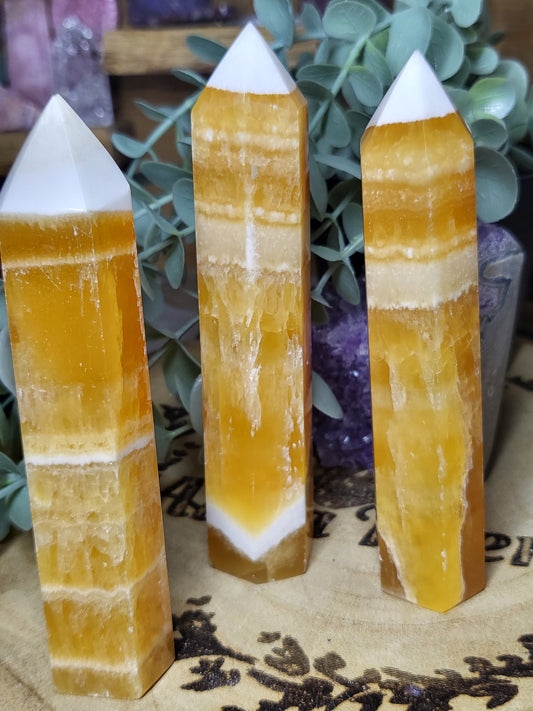Orange calcite point