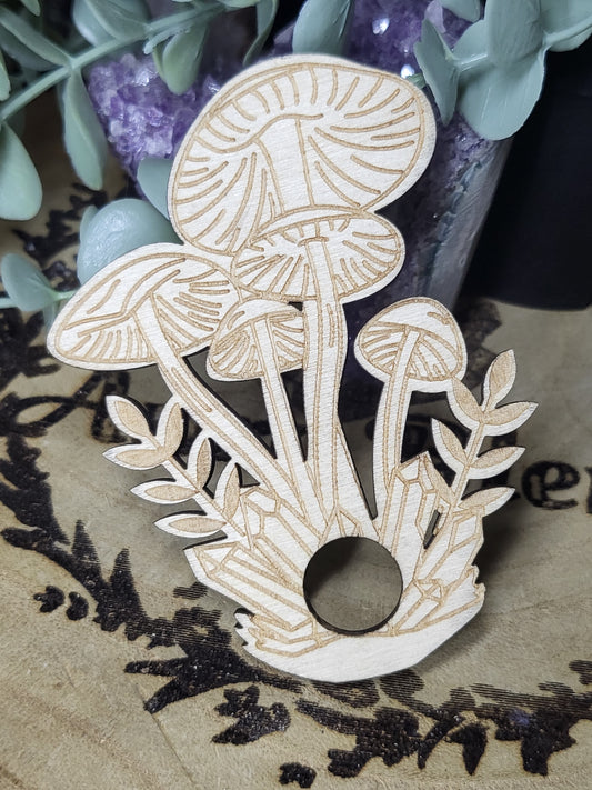 Wooden mushroom sphere stand