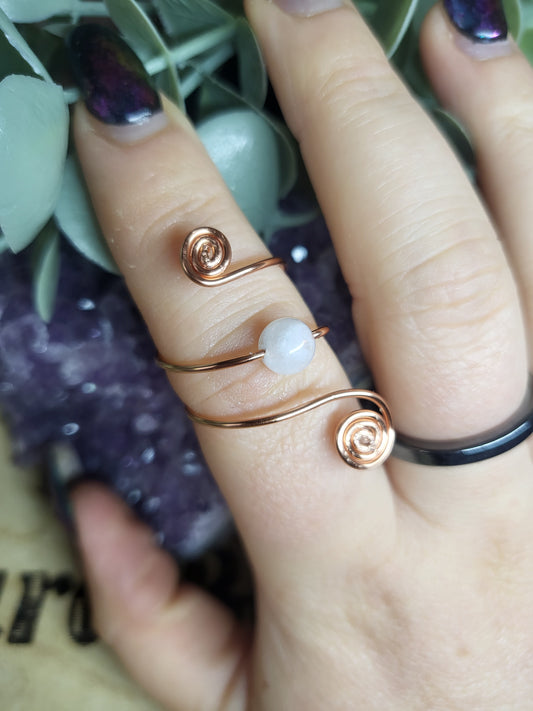 Copper moonstone ring