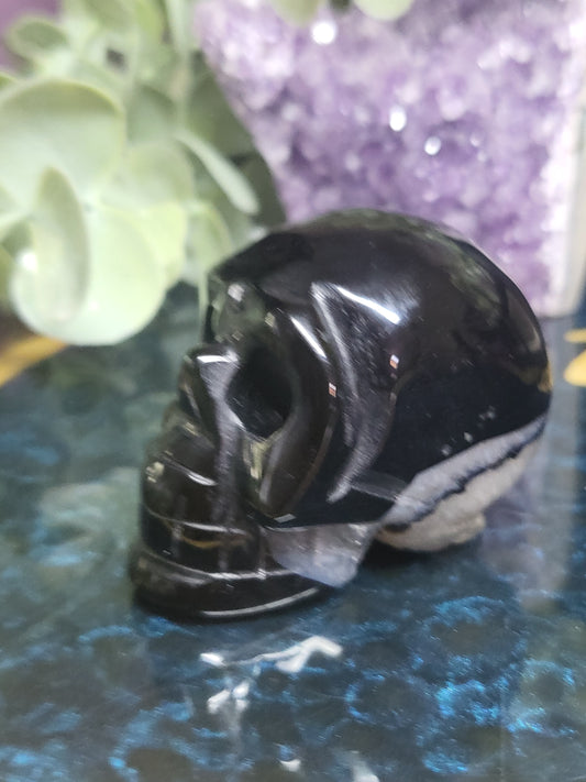 Black agate skull