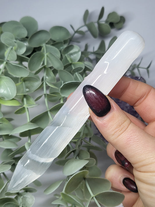 Satin Spa (selenite) spiral wand