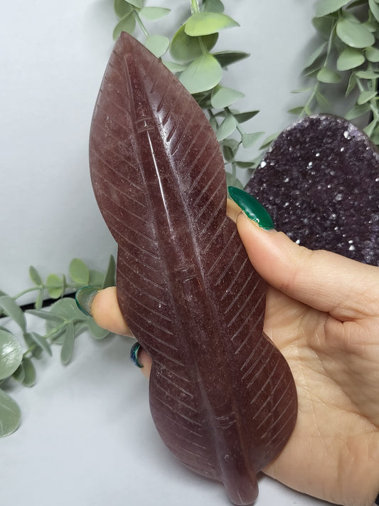 Strawberry Quartz feather