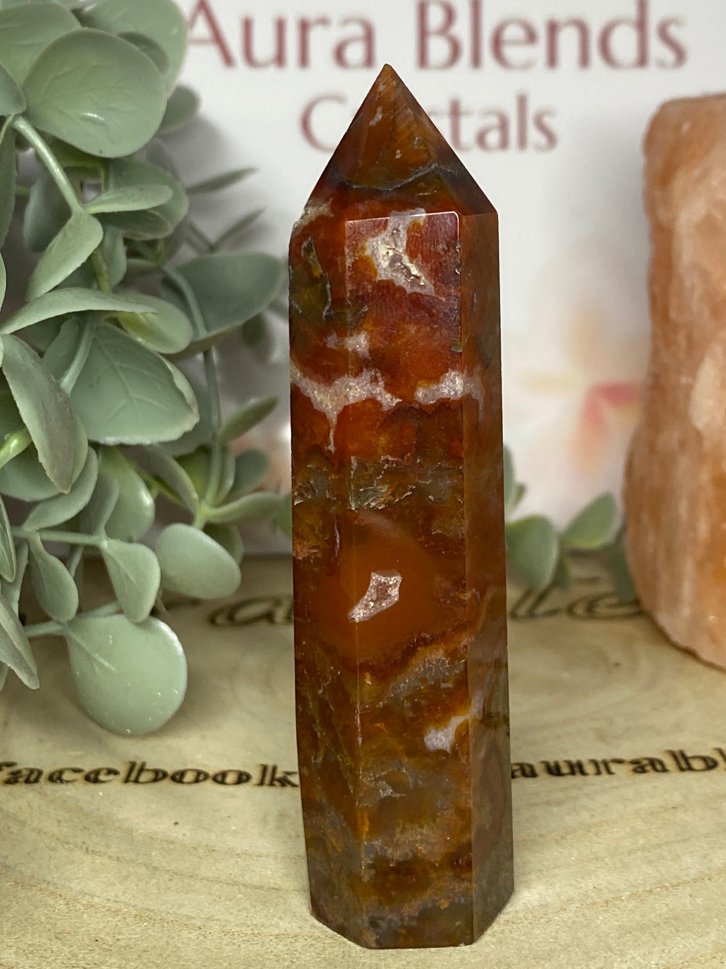 Red moss agate point