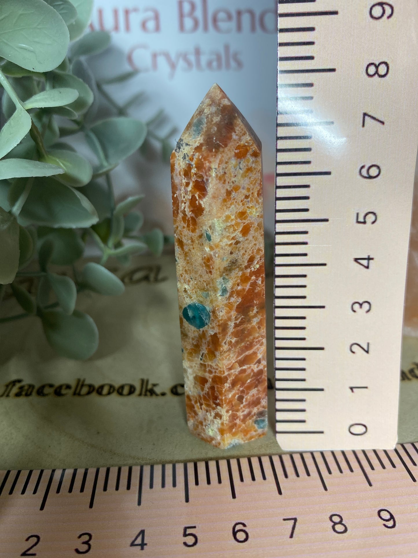 Orange Calcite and Apatite point