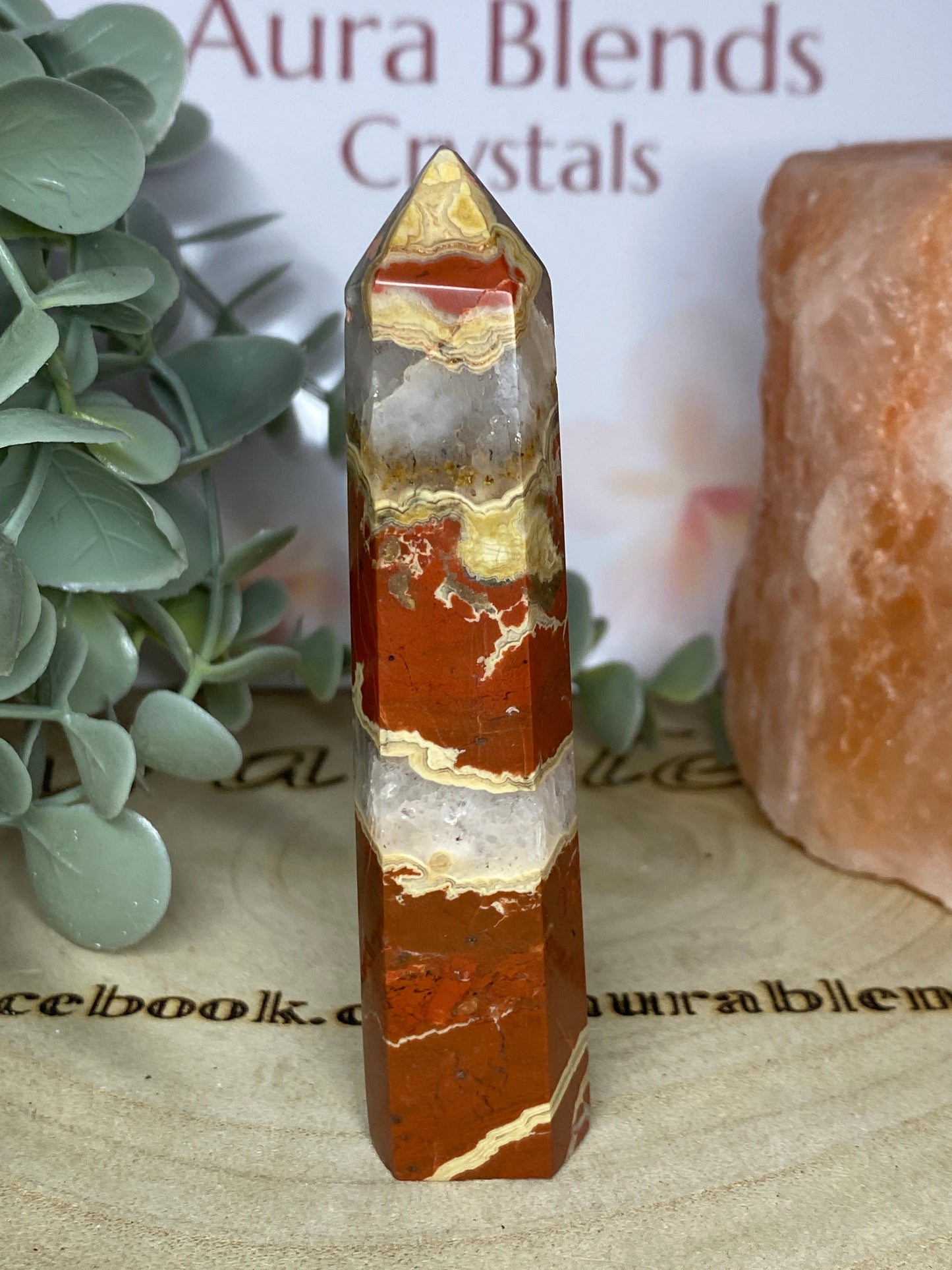 Red japser with quartz point