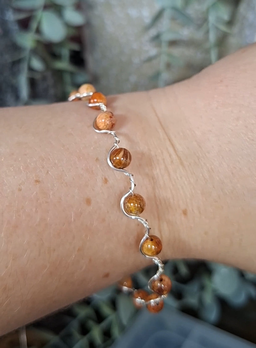 Coral jasper squiggle bracelet