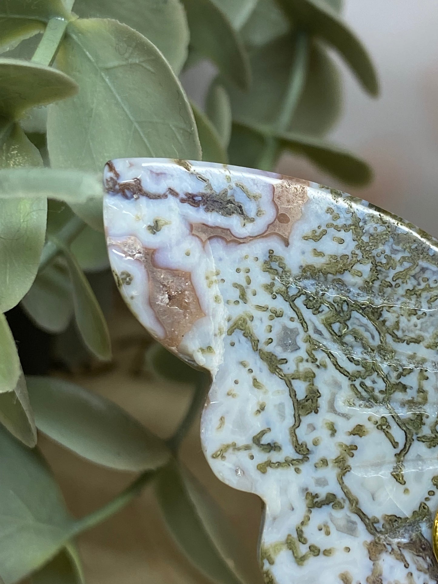 Pink Moss Agate Devil and Woman Wings
