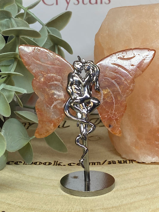 Fire Quartz Devil and Woman Wings