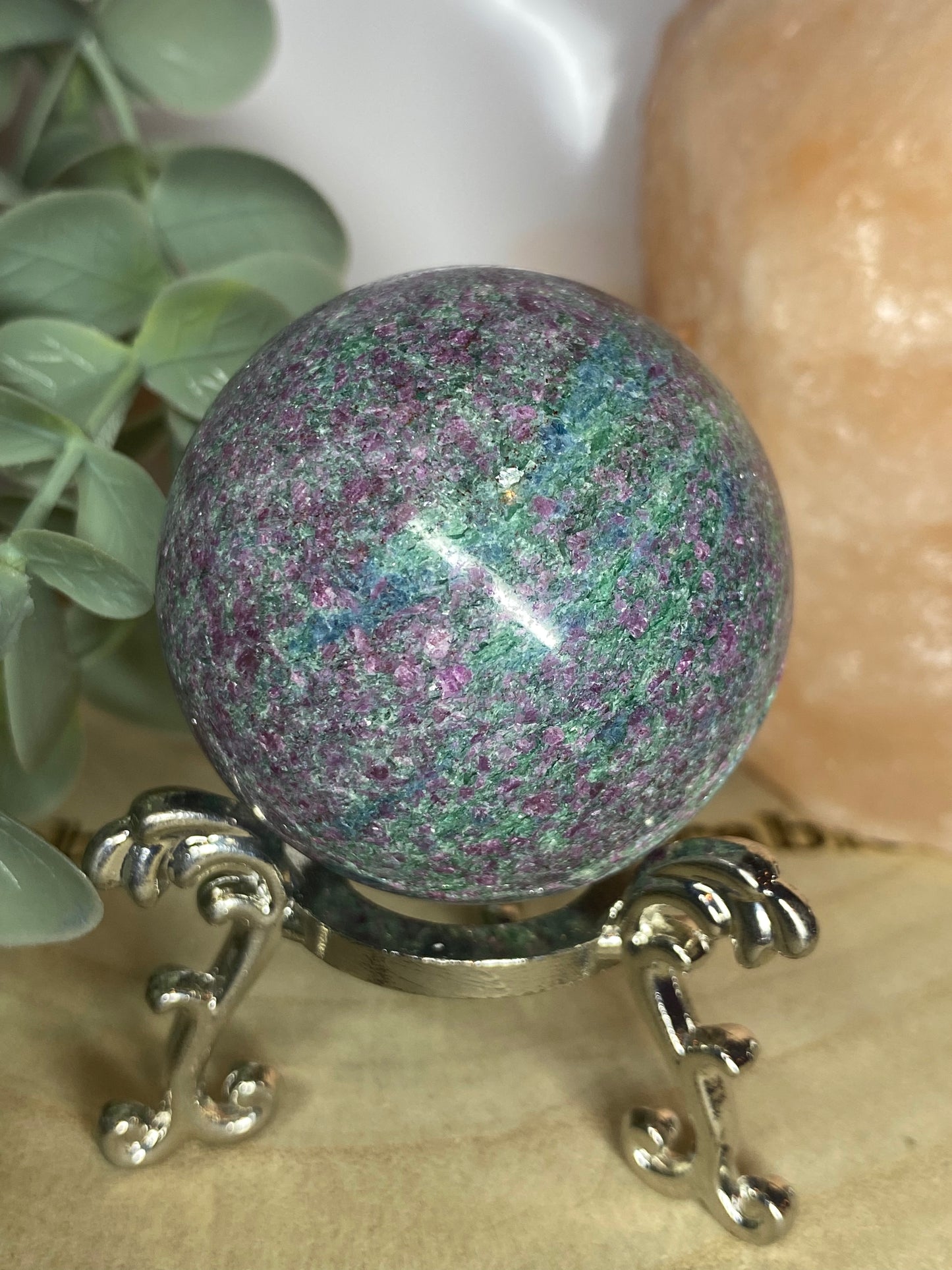 Ruby fuschite sphere