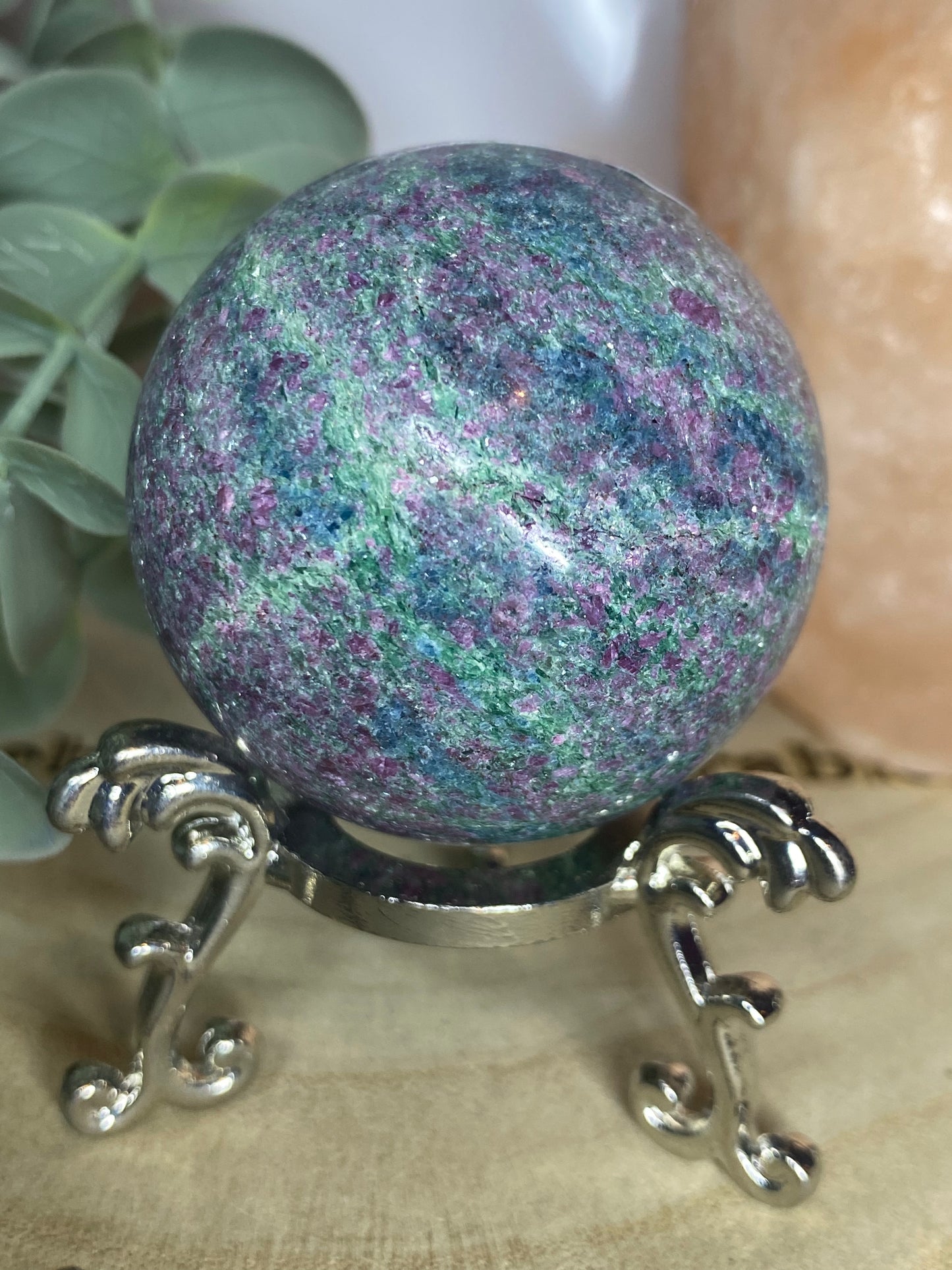 Ruby fuschite sphere