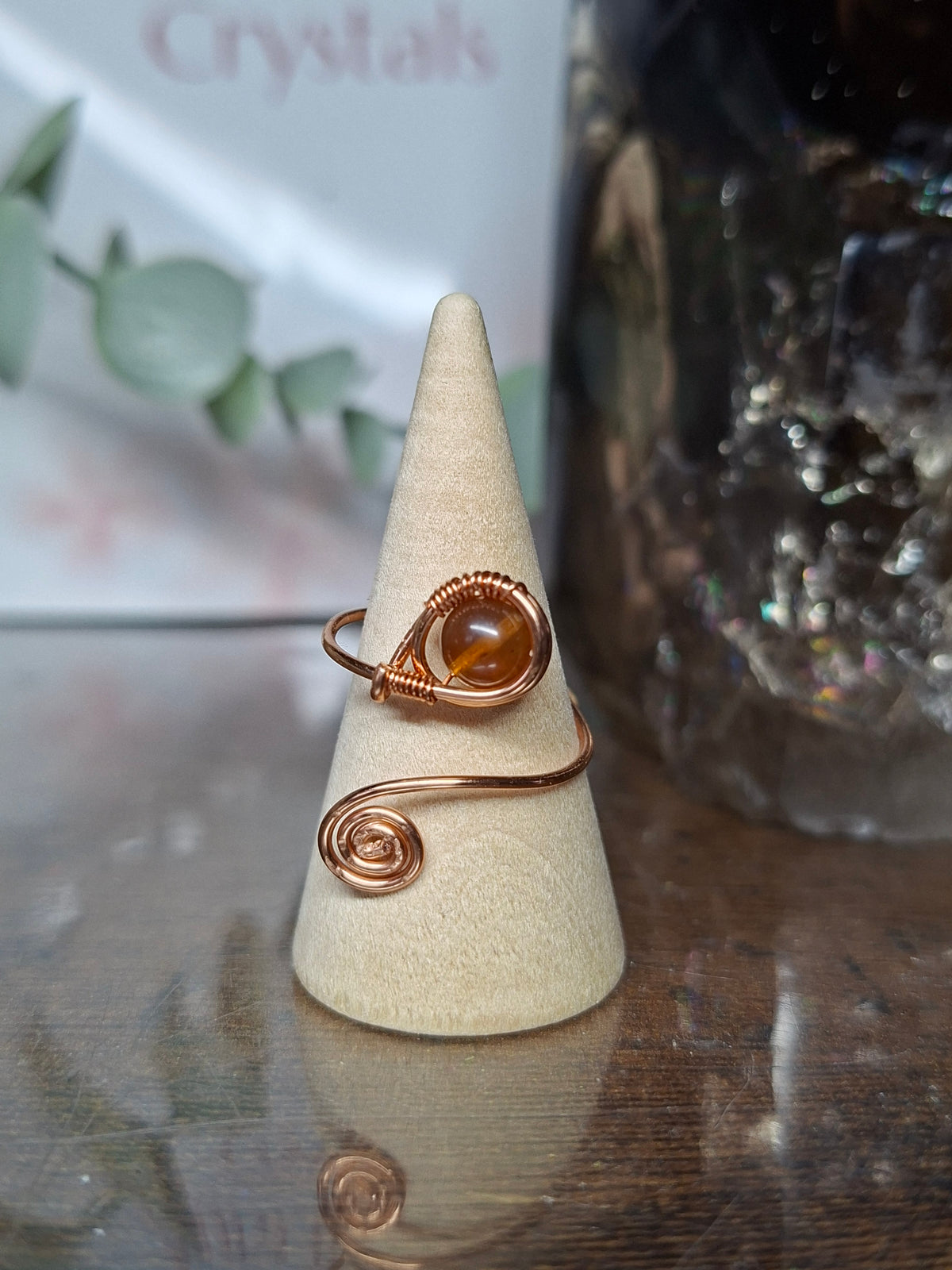 Amber and Copper Ring
