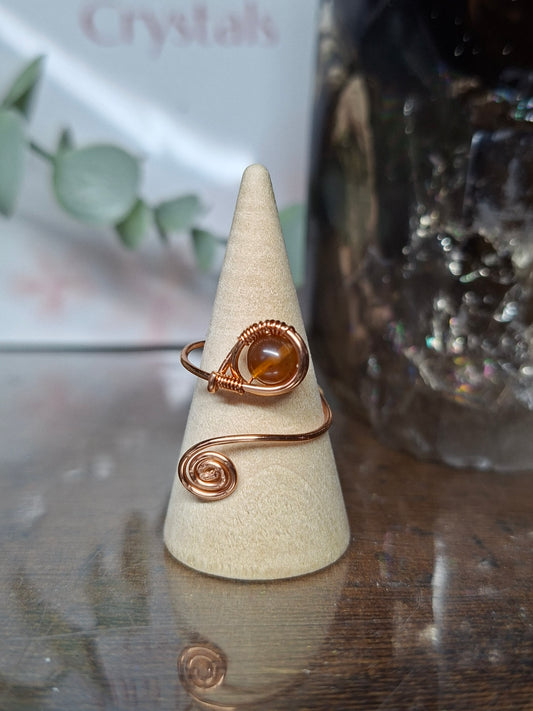 Amber and Copper Ring