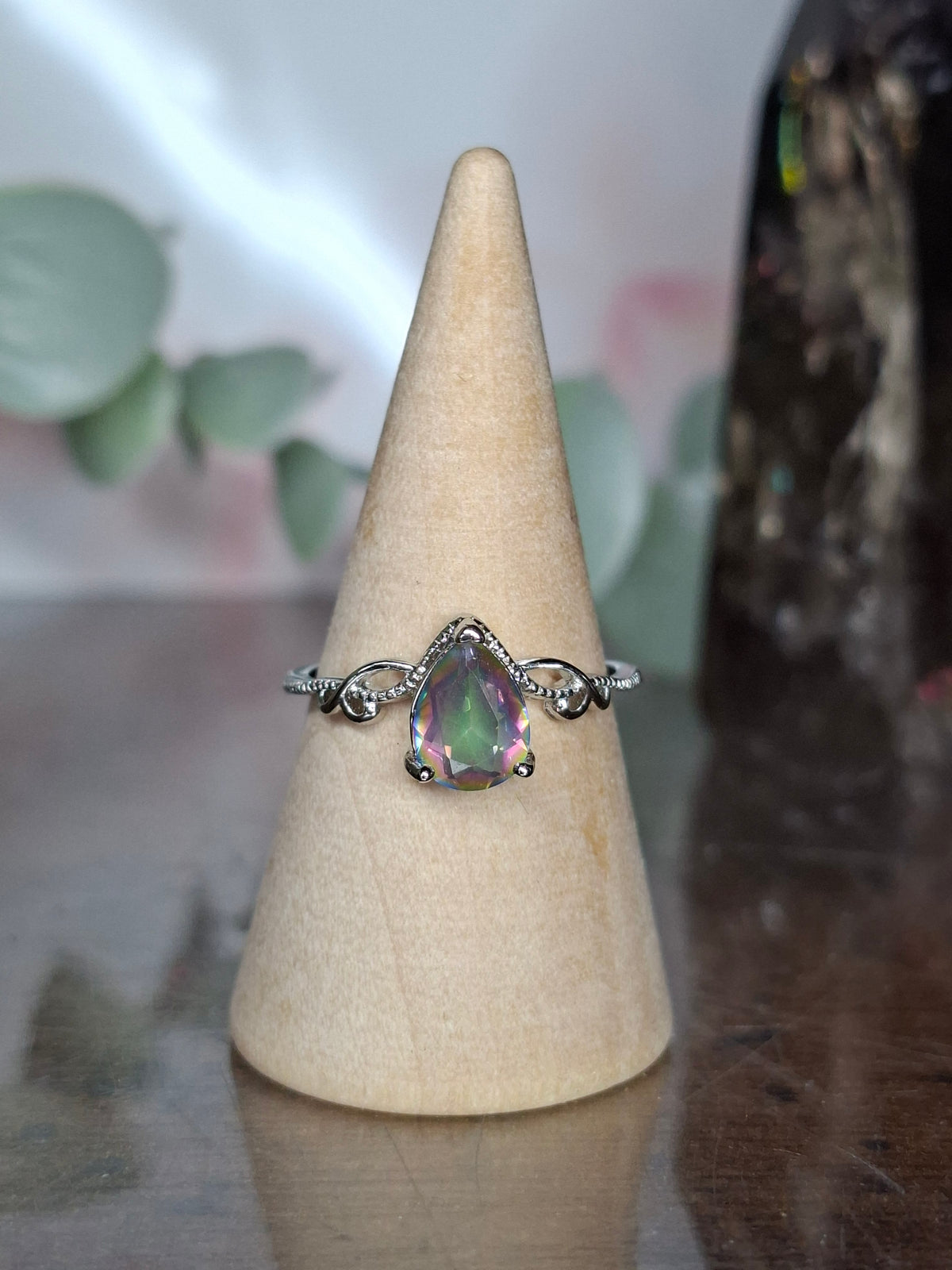 Mystic Topaz tear drop ring