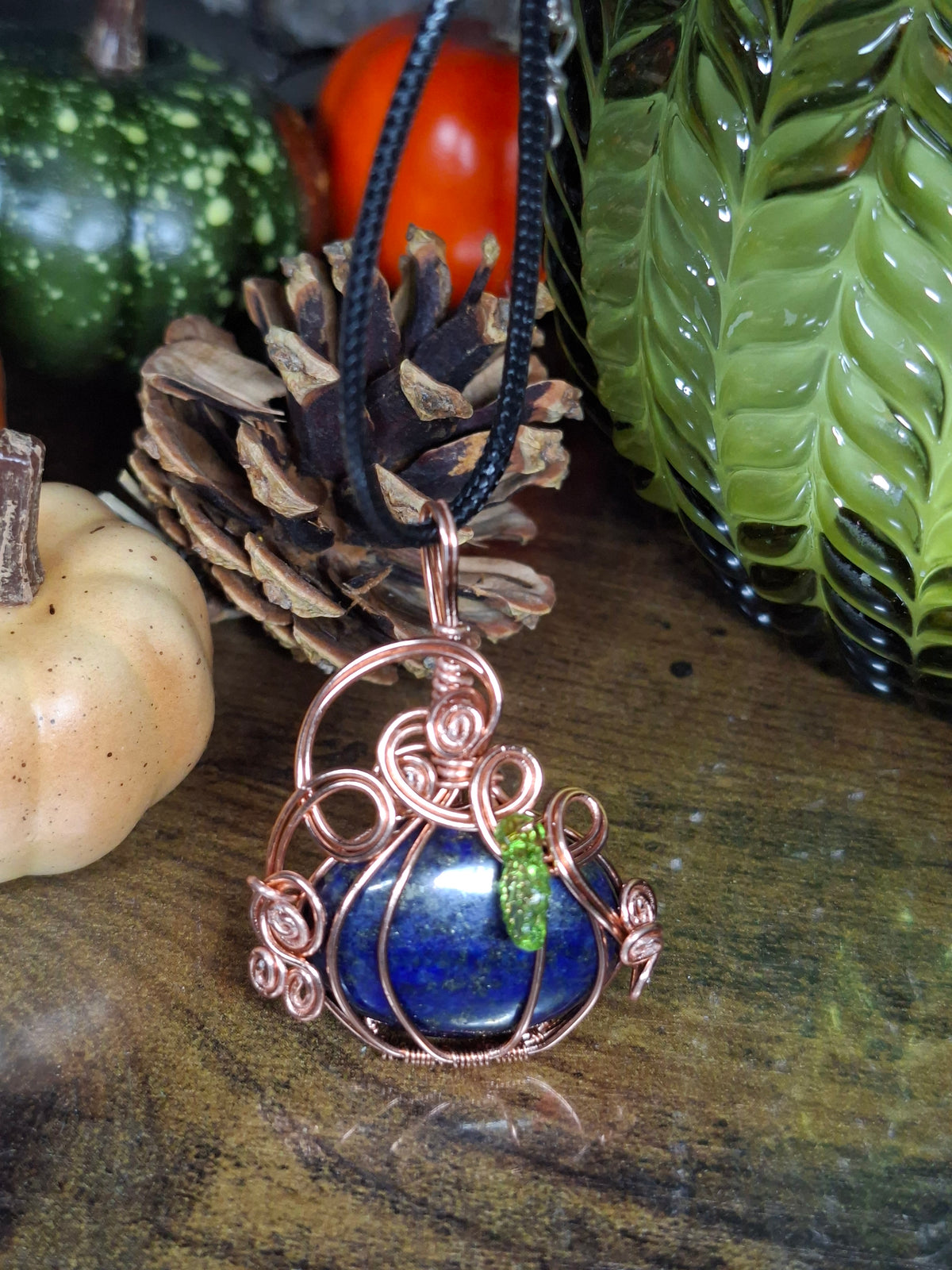 Lapis lazuli pumpkin pendant