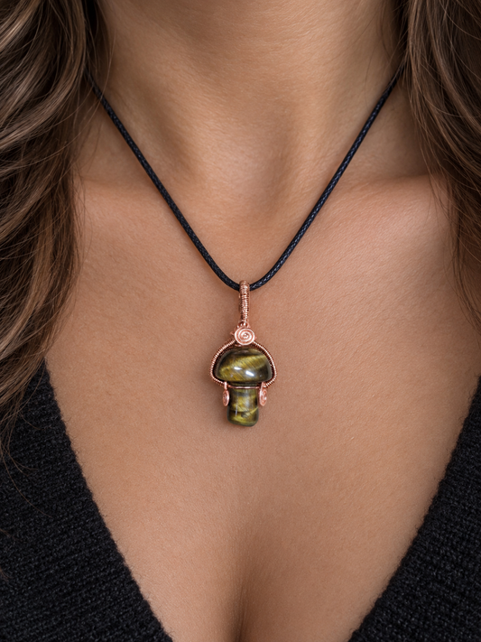 Tigers eye mushroom pendant