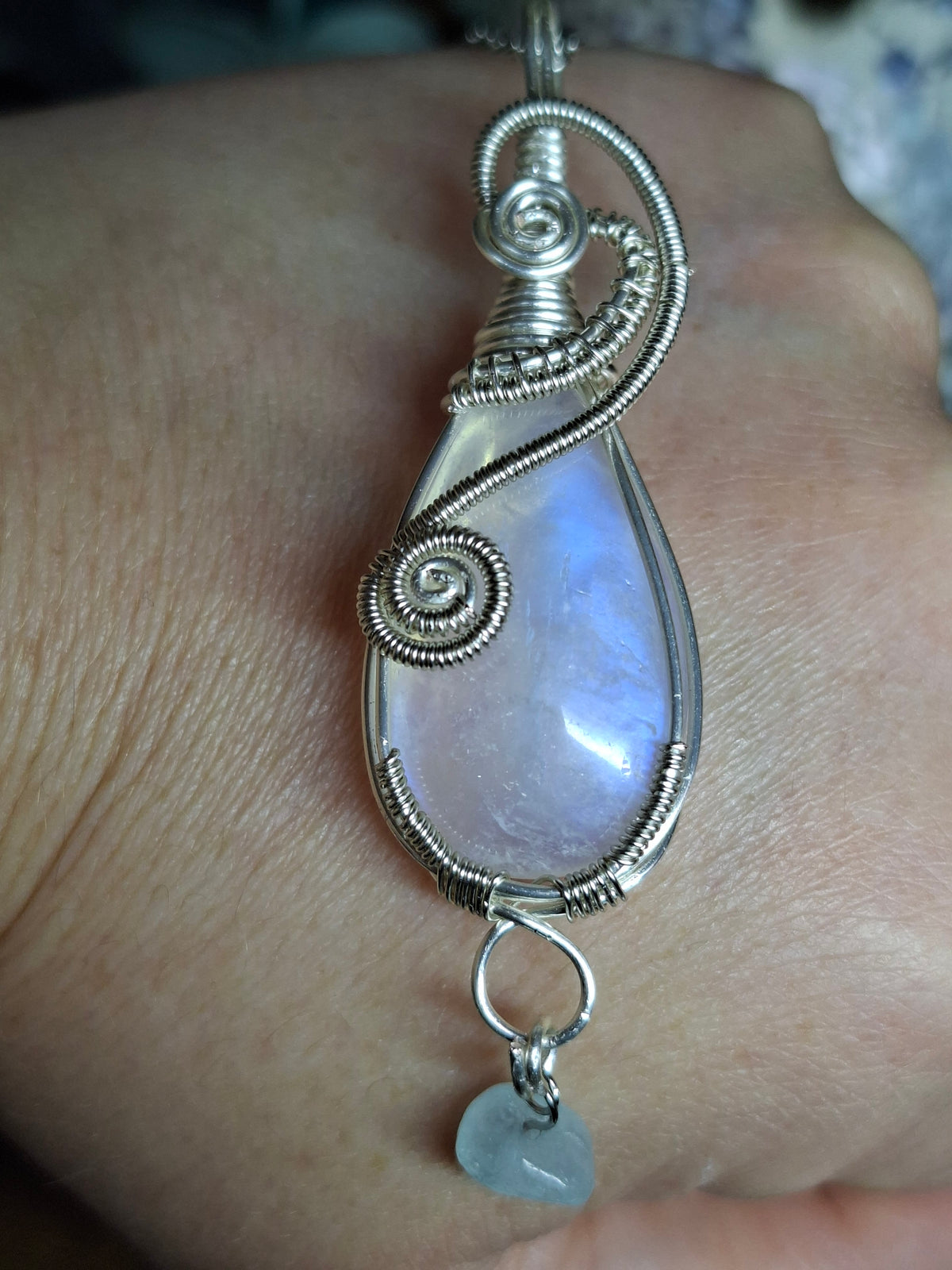 Moonstone ams aquamarine pendant