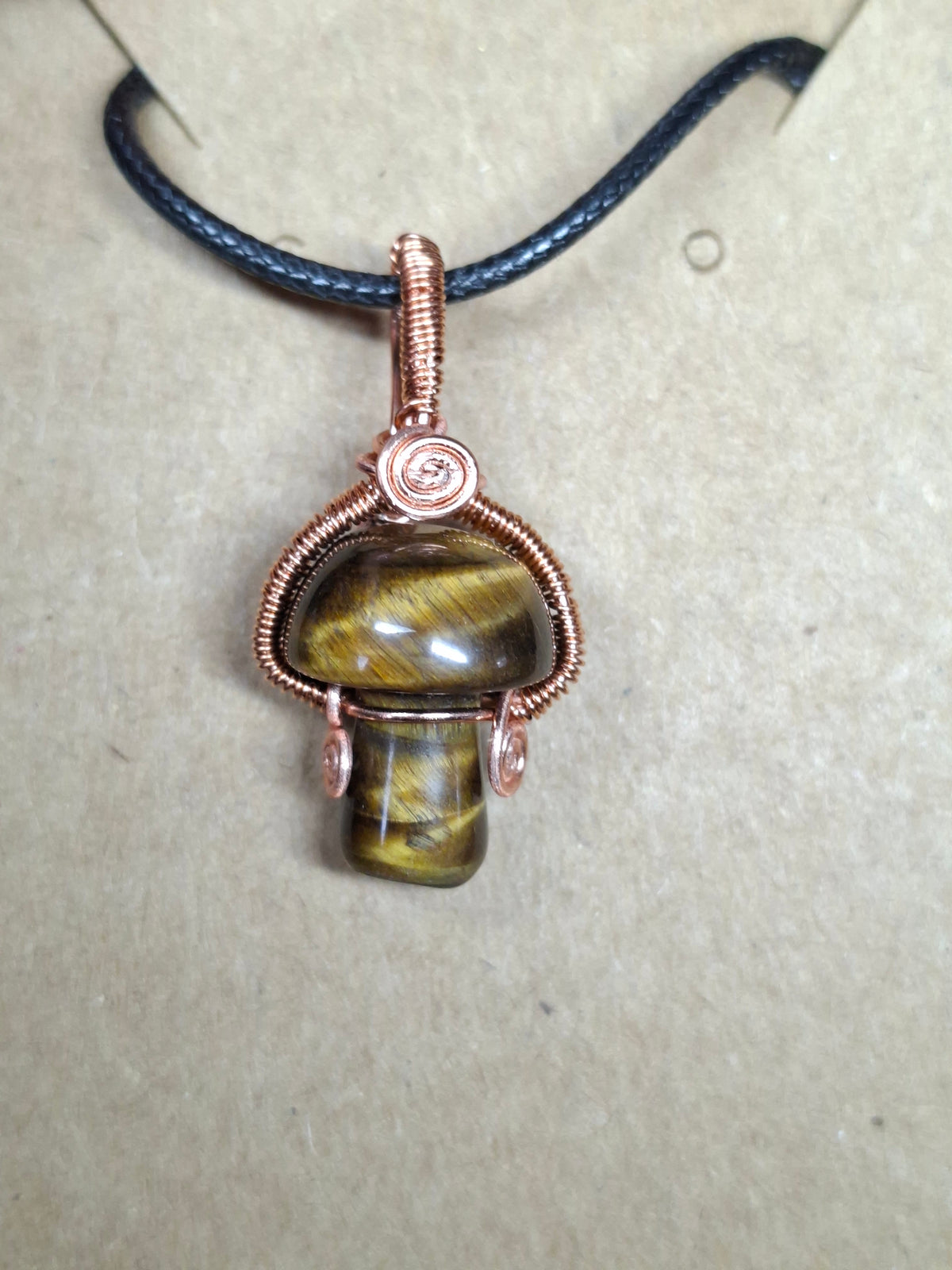 Tigers eye mushroom pendant