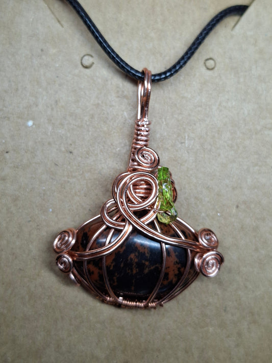 Mahogany obsidian pumpkin pendant