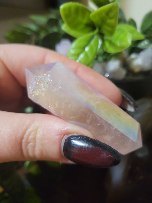 Aura Rose Quartz Double Point