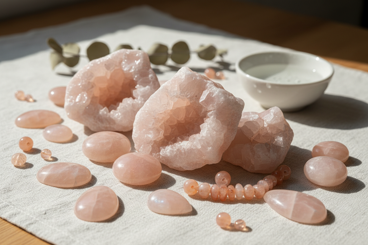 Soft peach pink tones crystals 